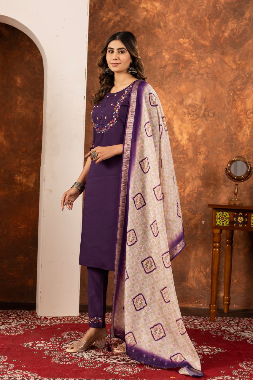 Pramukh Fab Plum Color Marina Silk Kurta Set - Distacart