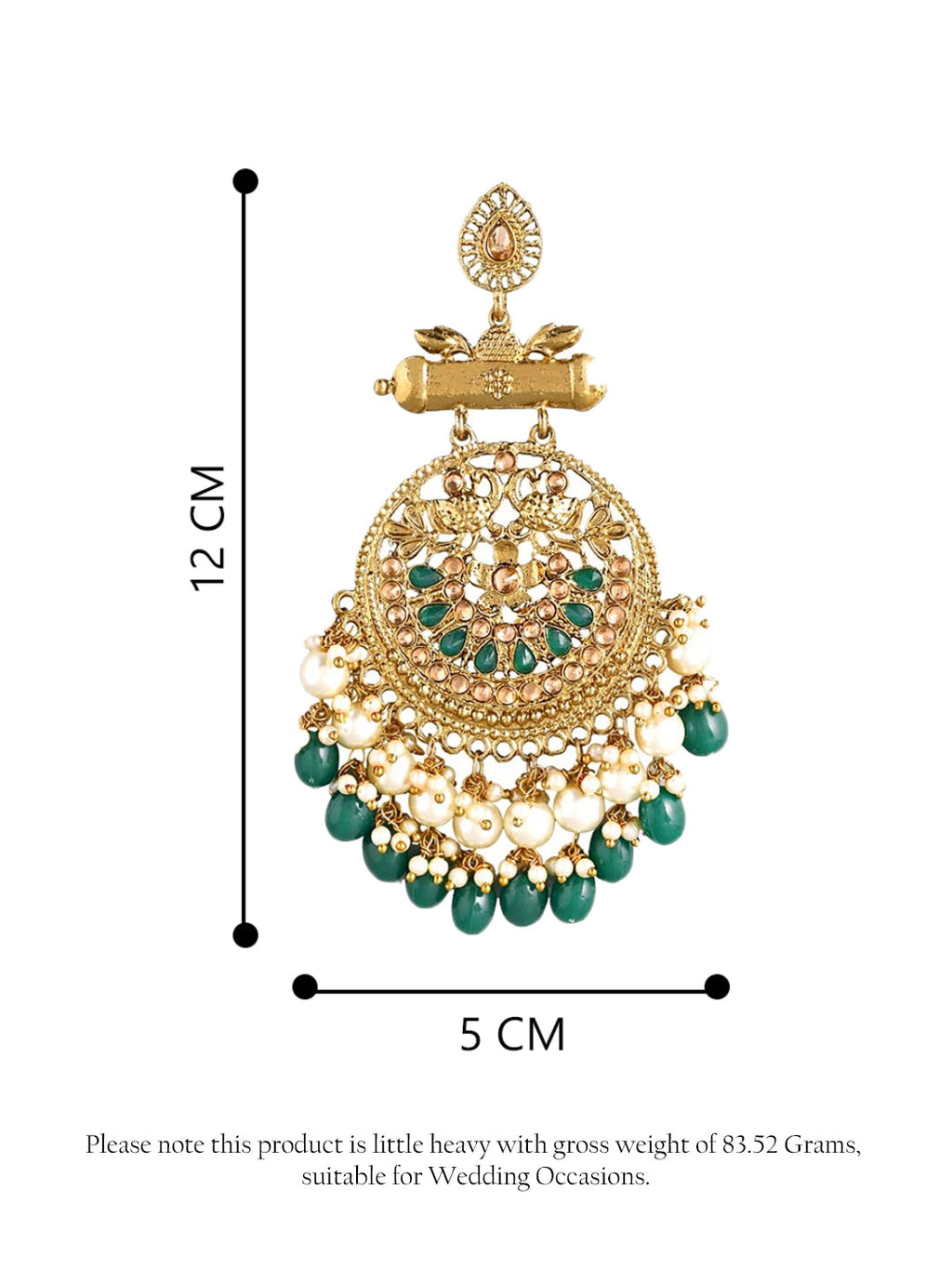 Yellow Chimes Gold-Plated & Green Circular Drop Earrings - Distacart