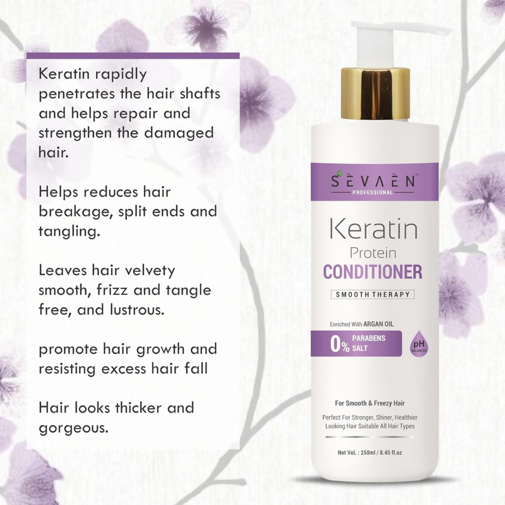 Sevaen Keratin Smooth Shampoo & Keratin Smooth Conditioner & Hair Serum