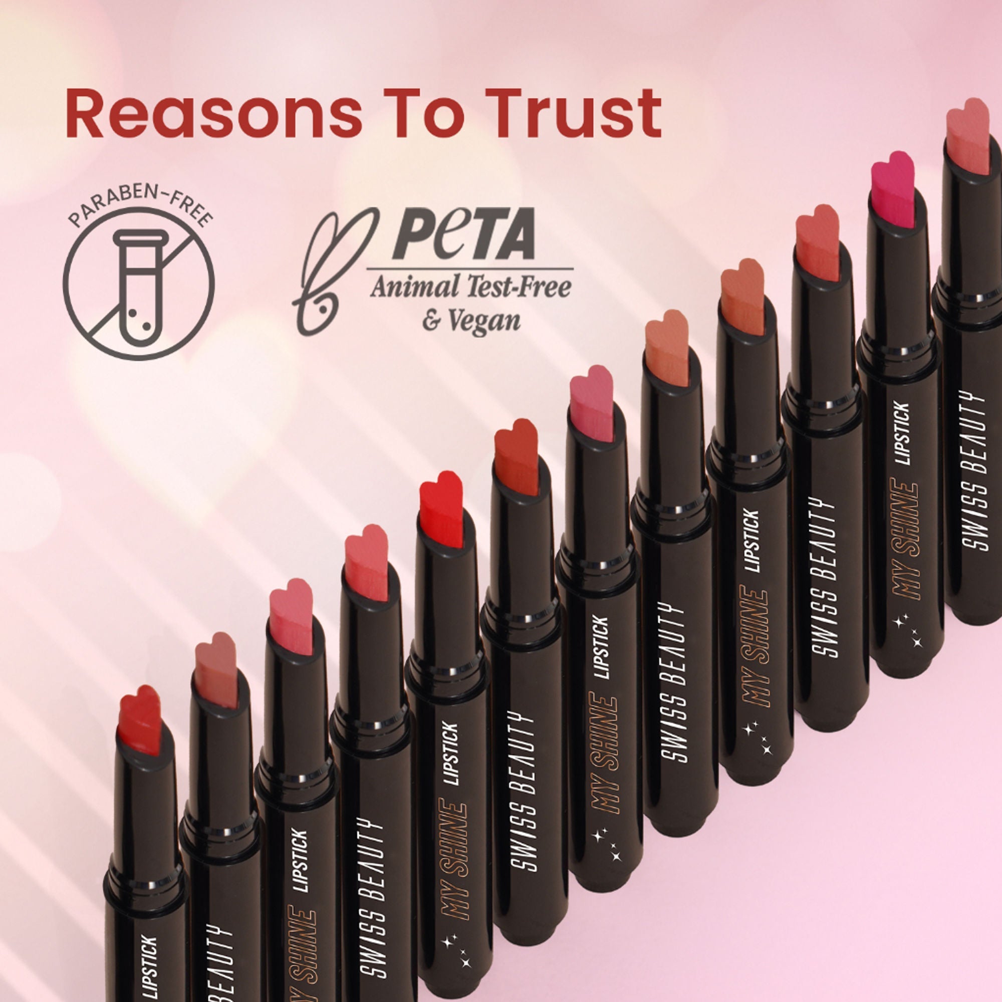 Swiss Beauty My Shine High Pigmented & Long-Lasting Lipstick Enriched with Vitamin E - 08 Its Rouge - Distacart