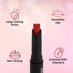 Swiss Beauty My Shine High Pigmented & Long-Lasting Lipstick Enriched with Vitamin E - 08 Its Rouge - Distacart