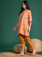 Sangria Floral Print Kurta with Dhoti Pants
