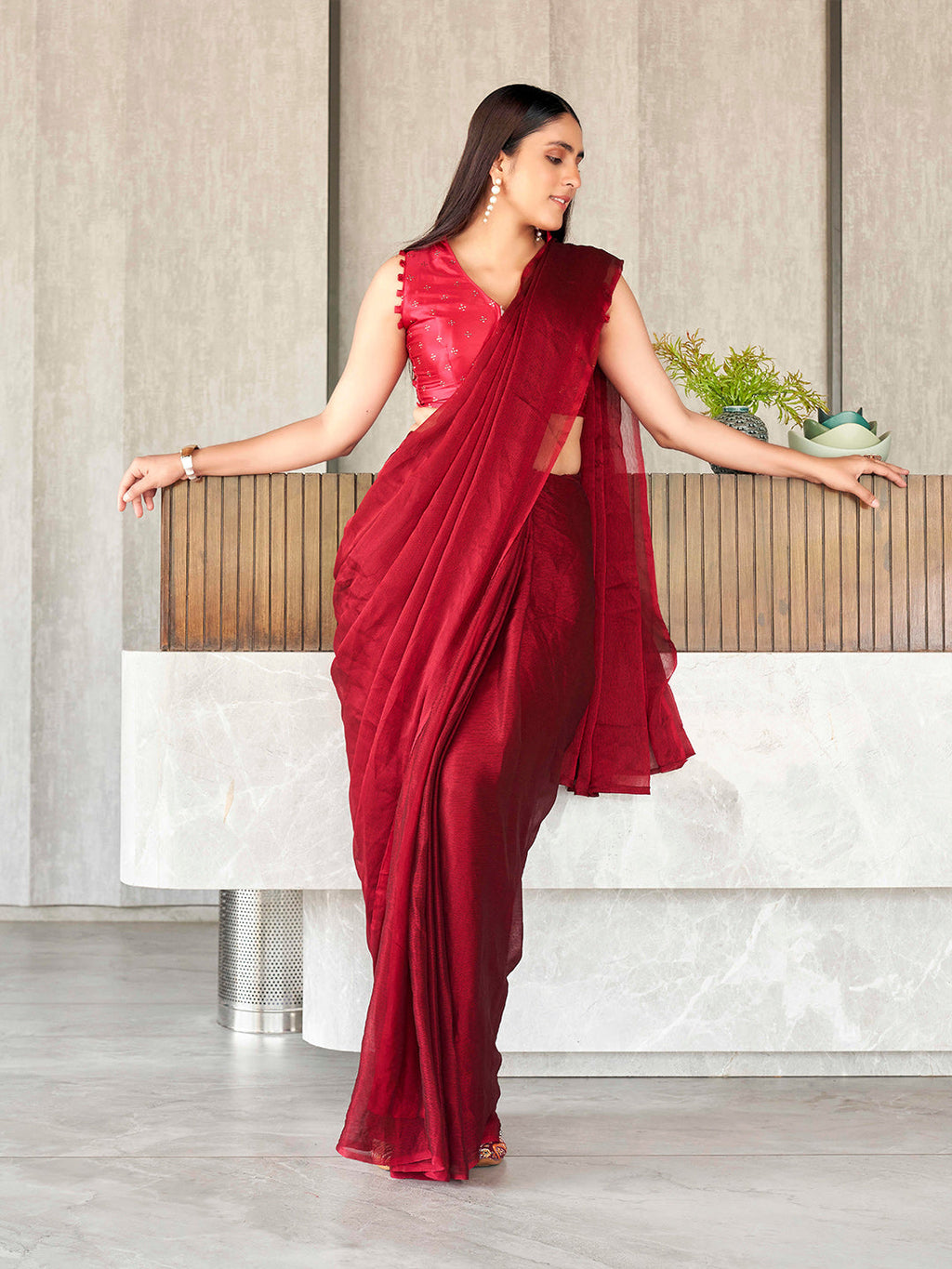 Tikhi Imli Polyester Ready to Wear Saree - Distacart