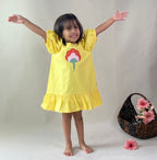 ArthLife Yellow Flower Patch Casual Dress