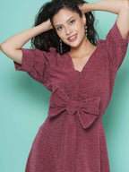 Women Republic Pink Dress with Attached Bow - Distacart
