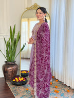 The52 Women's Lavender Embroidered Viscose Fabric Straight Kurta, Pant and Dupatta Set - Distacart