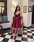 Yash Enterprise Maroon Vichitra Silk Embroidery Party Wear Uit Set - Distacart