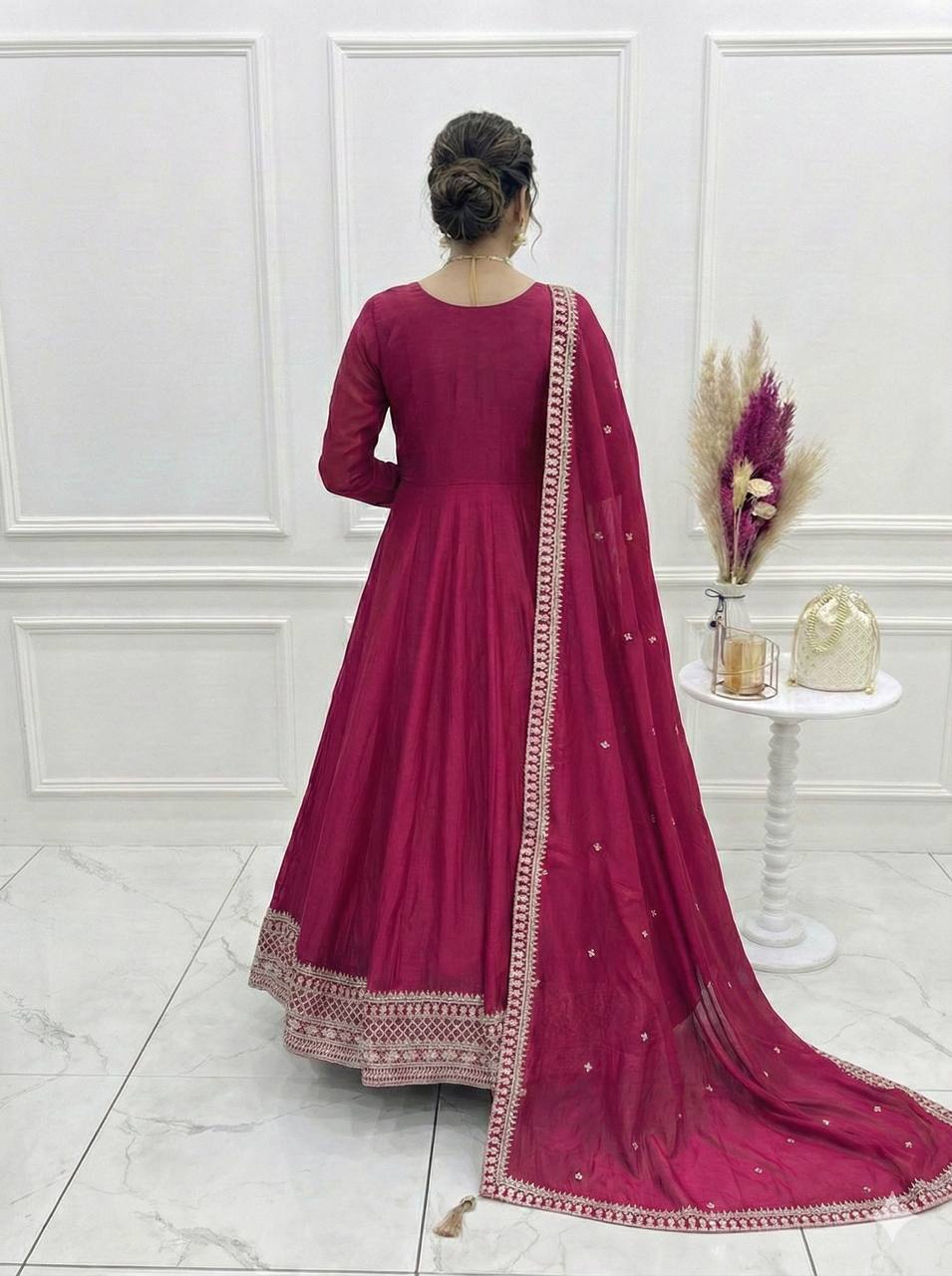 Evanik Ranipink Vichitra Silk Embroidered Sequence Work Wedding Gown Collection