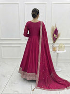 Evanik Ranipink Vichitra Silk Embroidered Sequence Work Wedding Gown Collection