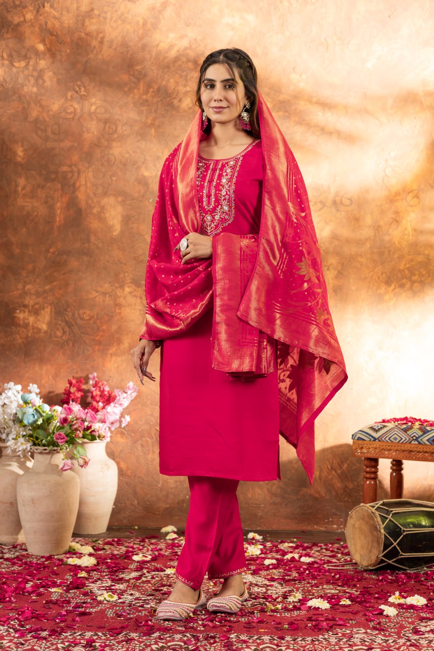 Pramukh Fab Pink Color Marina Silk Kurta Set - Distacart