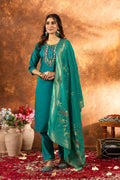 Pramukh Fab Sea Green Color Marina Silk Kurta Set - Distacart