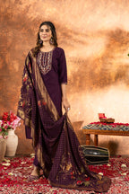 Pramukh Fab Plum Color Marina Silk Kurta Set - Distacart