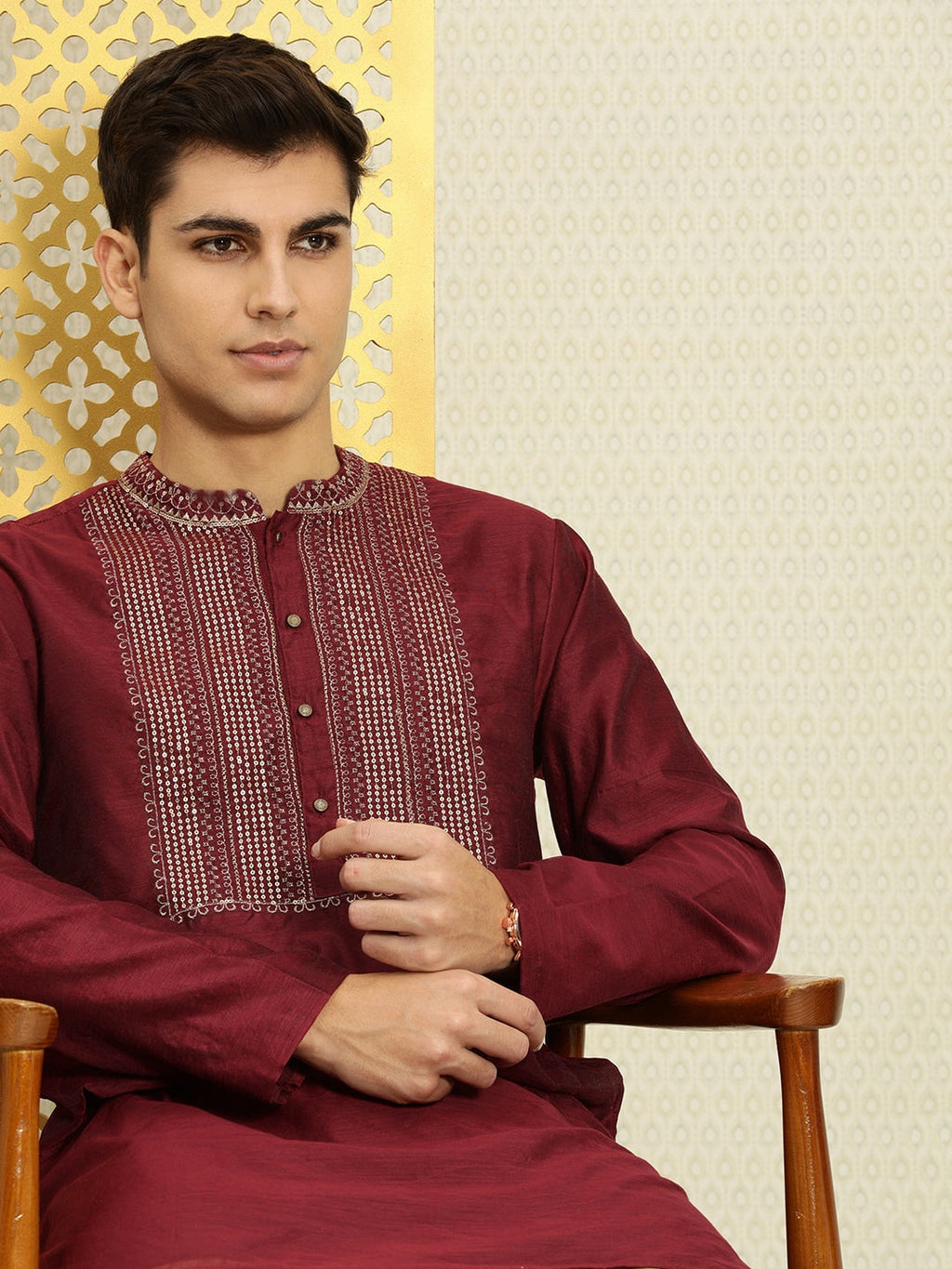 House of Pataudi Men Yoke Design Long Sleeves Jashn Kurta