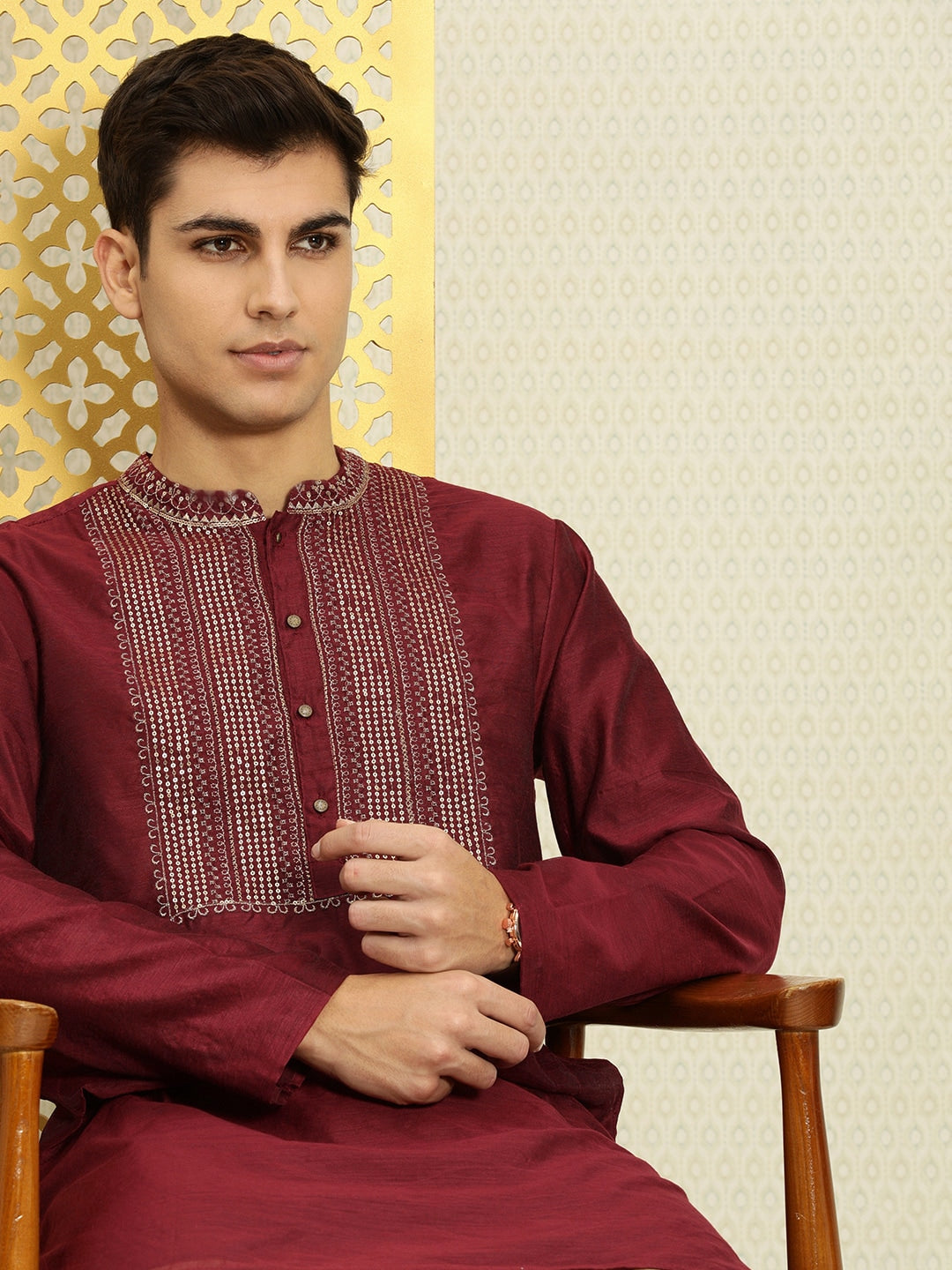 House of Pataudi Men Yoke Design Long Sleeves Jashn Kurta