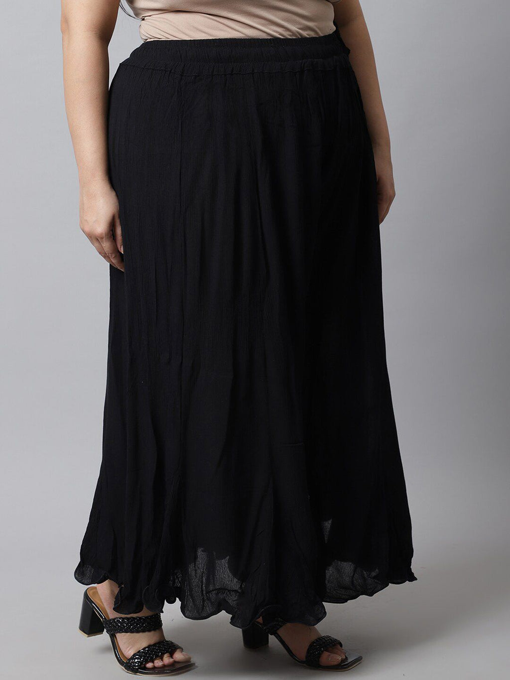 TAG 7 Women Black Flared Ethnic Palazzos
