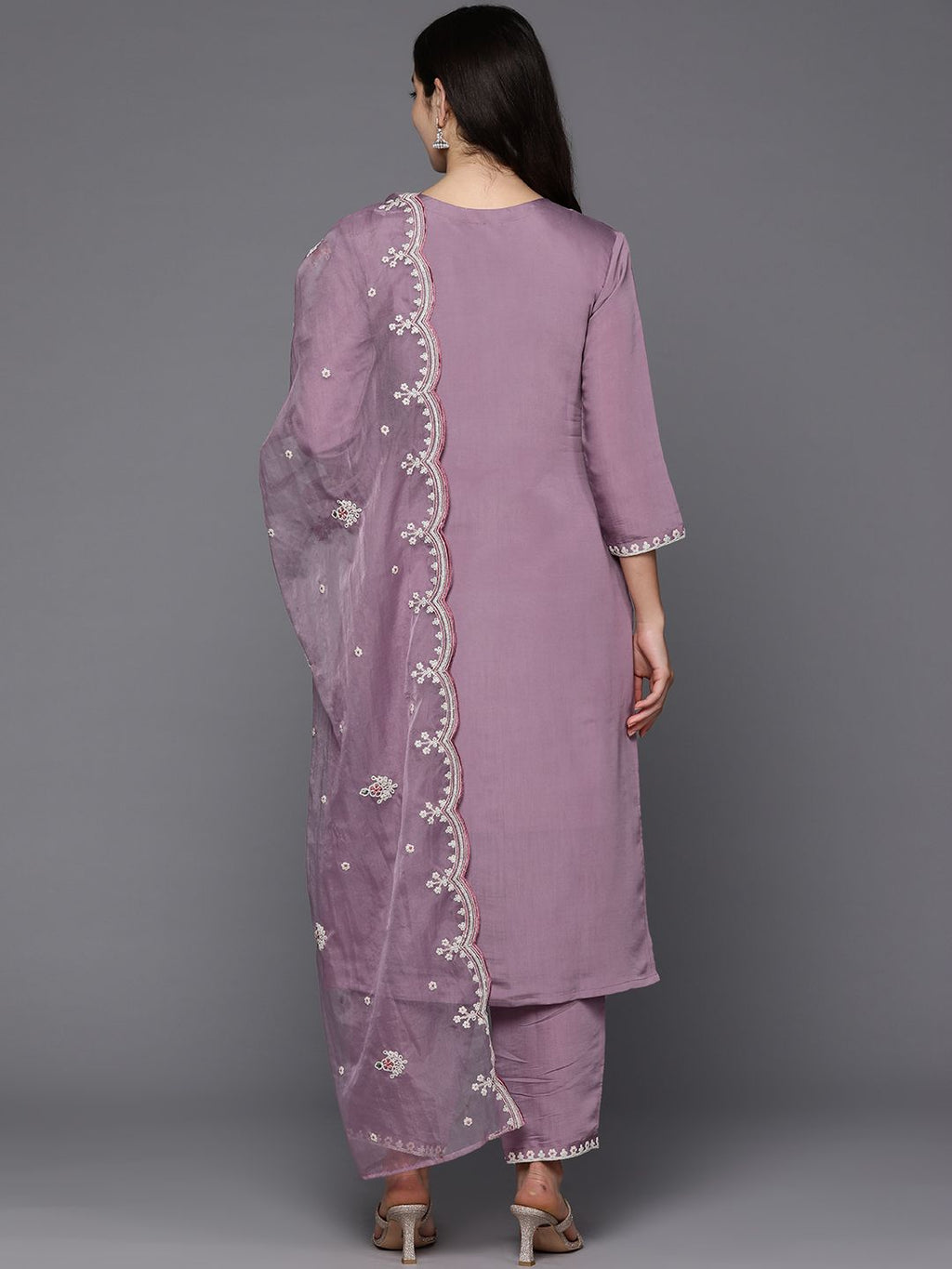 Indo Era Women Floral Yoke Design Regular Thread Work Kurta with Trousers & Dupatta - Distacart
