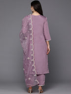 Indo Era Women Floral Yoke Design Regular Thread Work Kurta with Trousers & Dupatta - Distacart