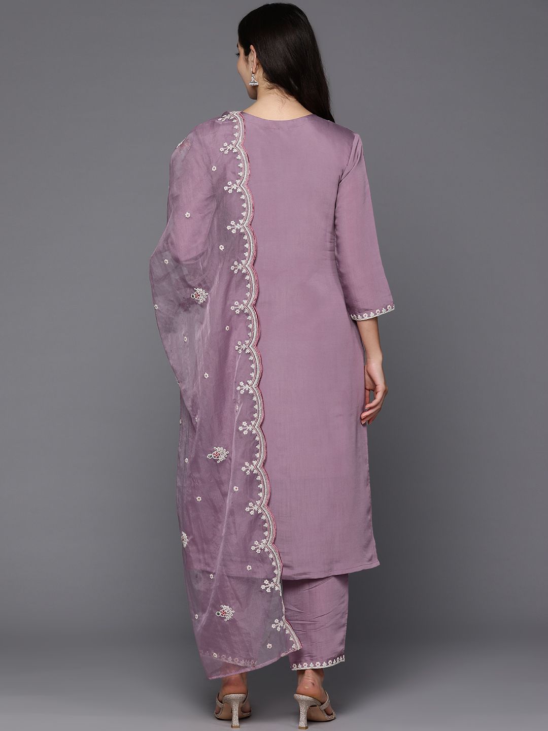 Indo Era Women Floral Yoke Design Regular Thread Work Kurta with Trousers & Dupatta - Distacart