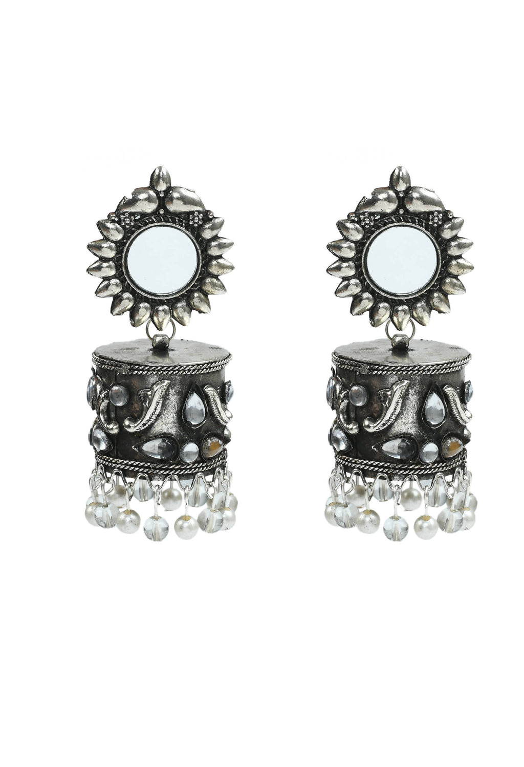 Mominos Fashion Johar Kamal Women Silver Oxidised Jhumkas - Distacart