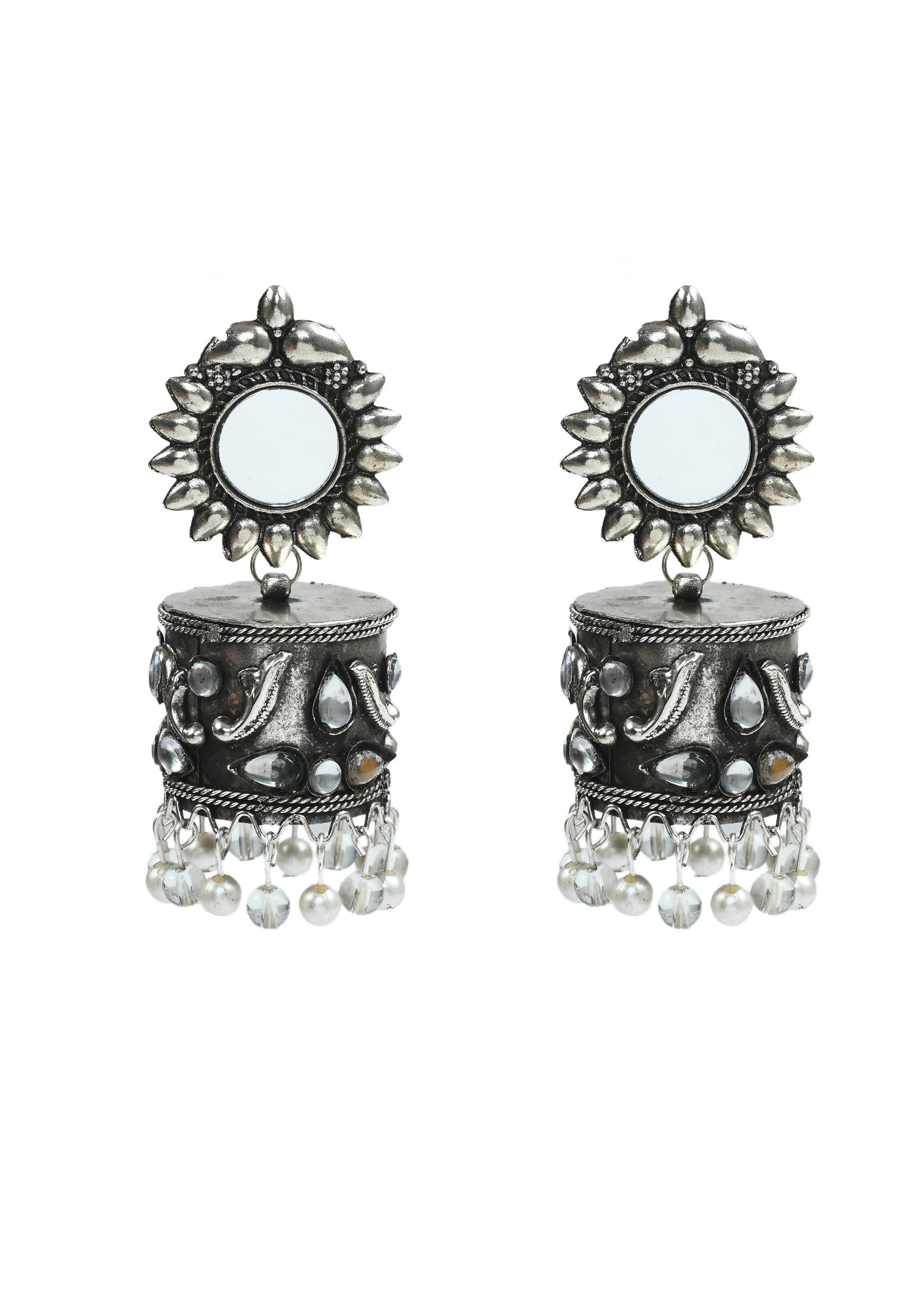 Mominos Fashion Johar Kamal Women Silver Oxidised Jhumkas - Distacart