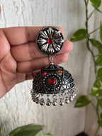 Tehzeeb Creations Women's Oxidised Bareilly Wali Jhumki With Multi Kundan - Distacart