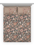 DDecor Grey & Maroon Ethnic Motifs 140 TC Cotton Queen Bedsheet with 2 Pillow Covers - Distacart