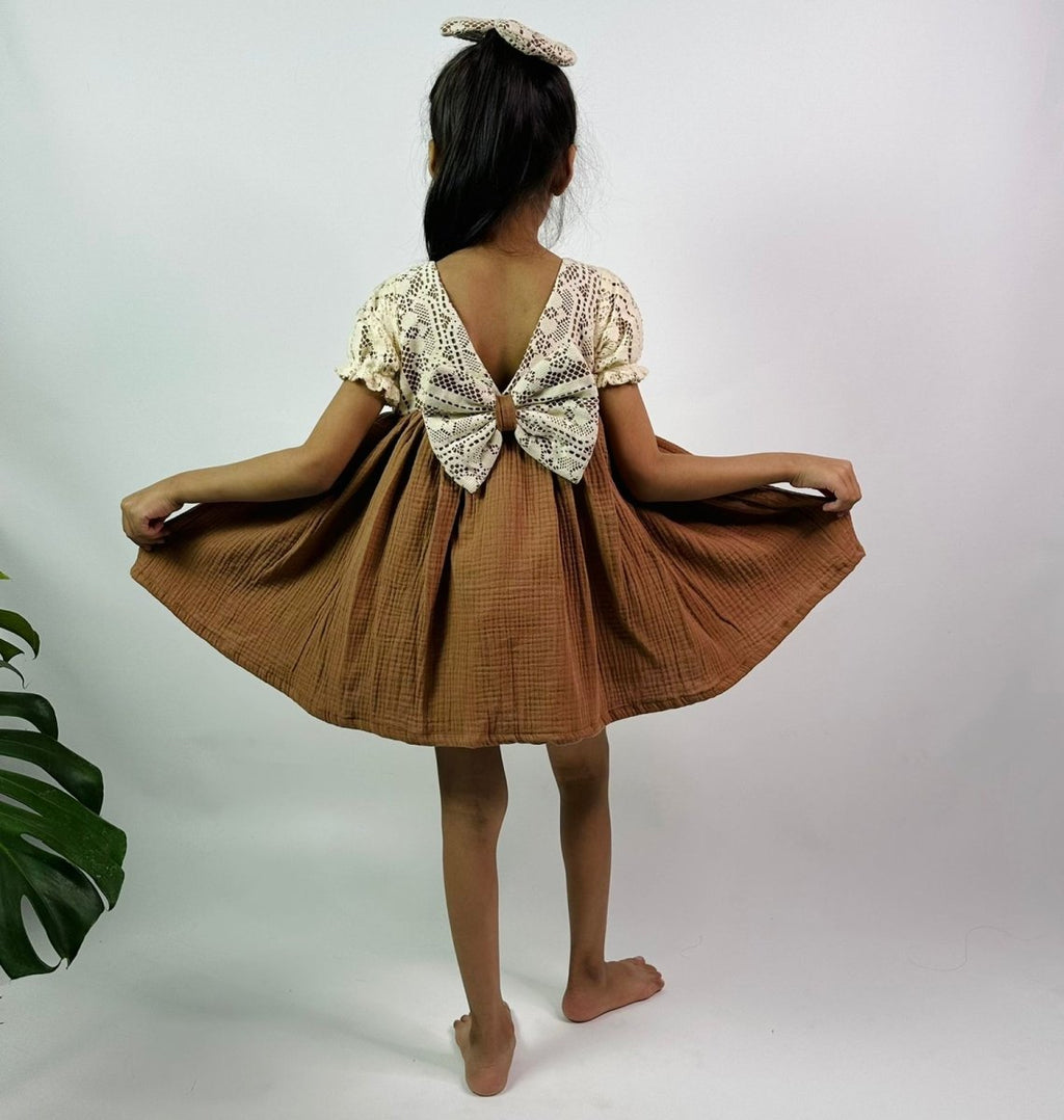 ArthLife Vintage Brown Fit And Flare Dress