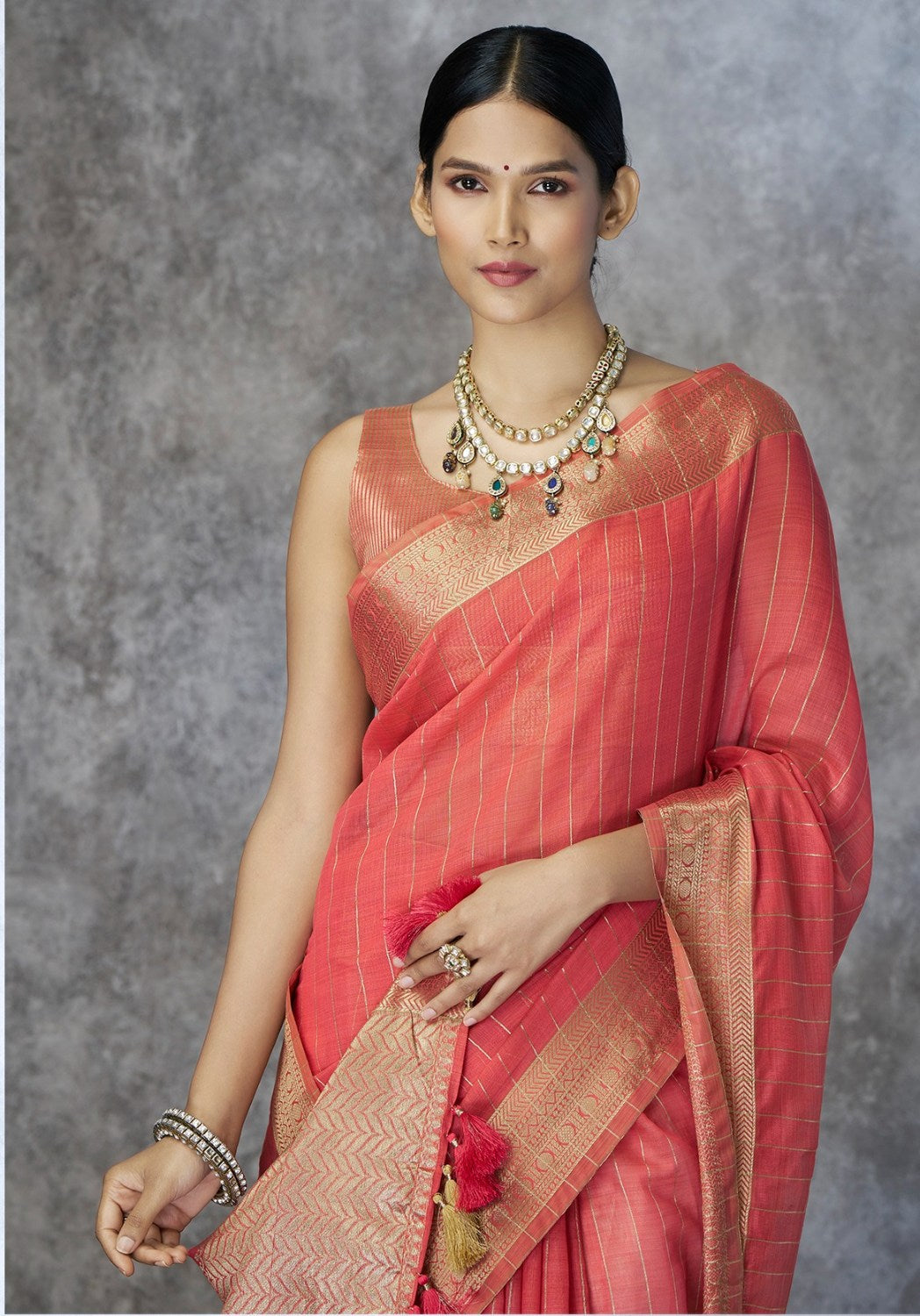 Anaita Red Cotton Silk Zari Woven Work Saree With Blouse Piece - Distacart