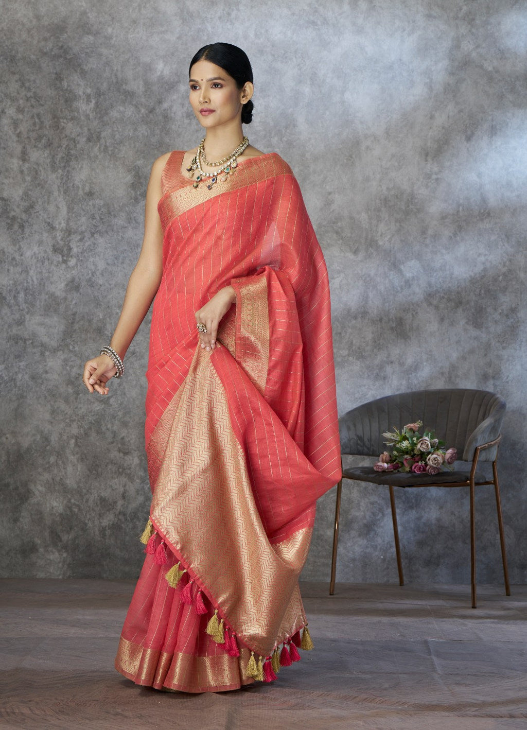 Anaita Red Cotton Silk Zari Woven Work Saree With Blouse Piece - Distacart