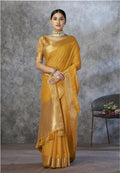 Anaita Mustard Cotton Silk Zari Woven Work Saree With Blouse Piece - Distacart