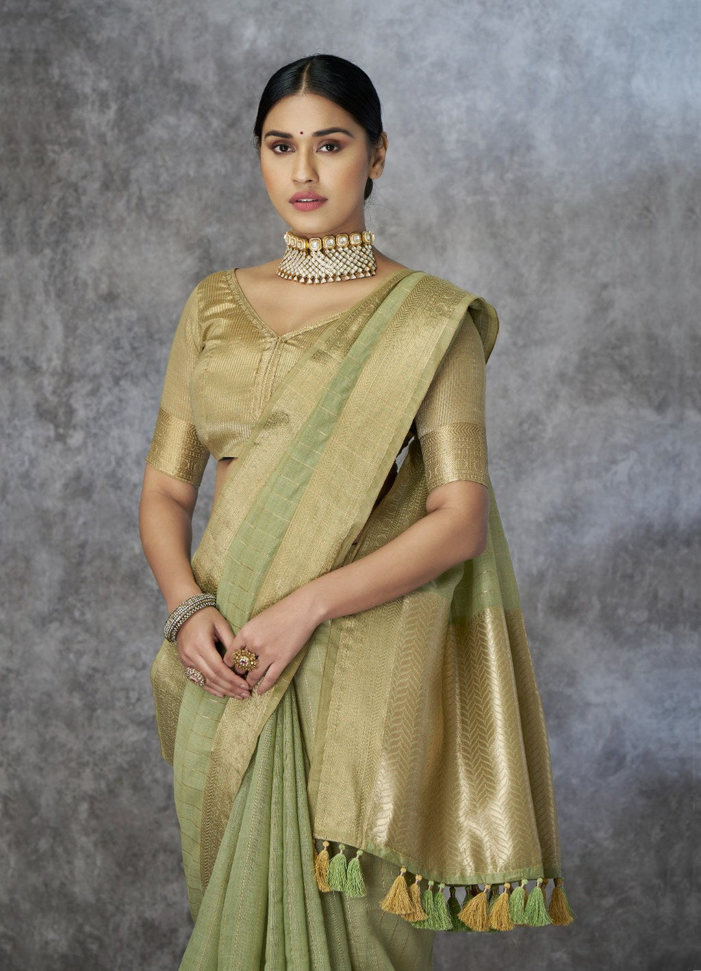 Anaita Green Cotton Silk Zari Woven Work Saree With Blouse Piece - Distacart