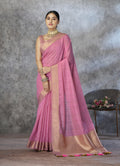Anaita Pink Cotton Silk Zari Woven Work Saree With Blouse Piece - Distacart