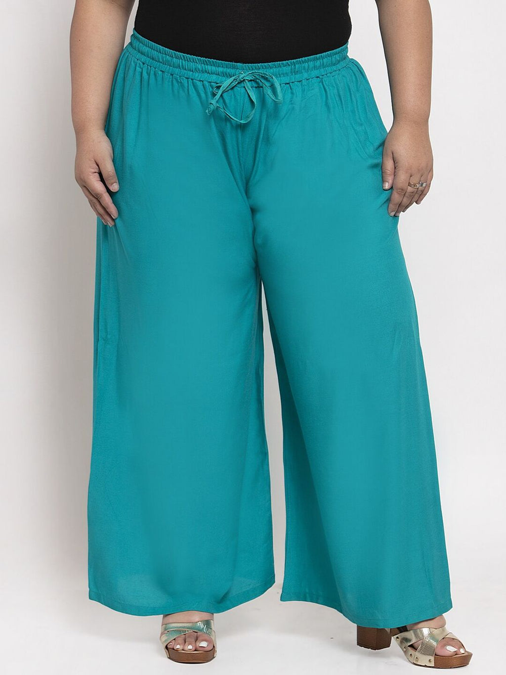 TAG 7 Women Plus Size Mid-Rise Wide Leg Palazzos