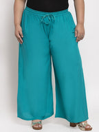 TAG 7 Women Plus Size Mid-Rise Wide Leg Palazzos
