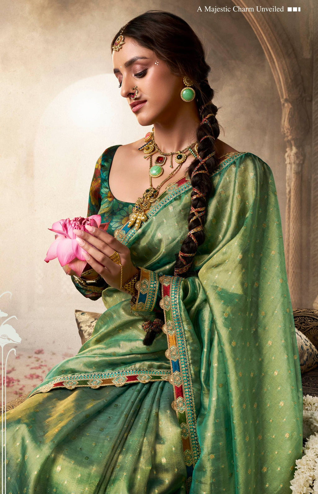 Anaita Designer Green Weaving Soft Tissue Silk Saree With Designer Blouse - Distacart