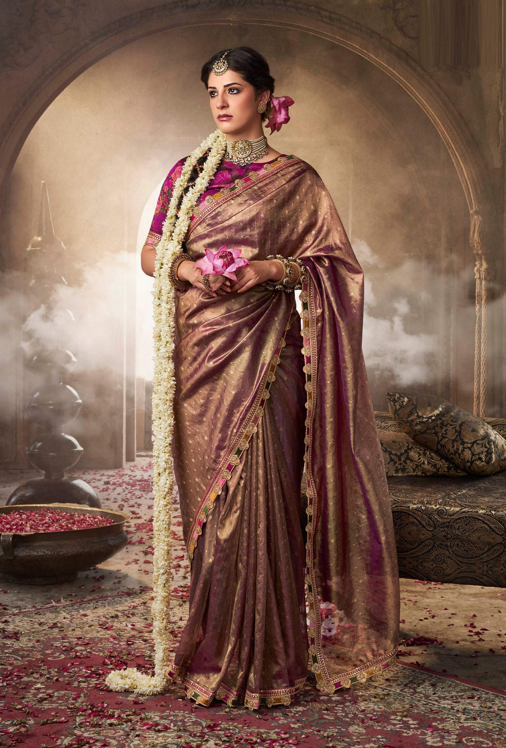 Anaita Designer Purple Weaving Soft Tissue Silk Saree With Designer Blouse - Distacart