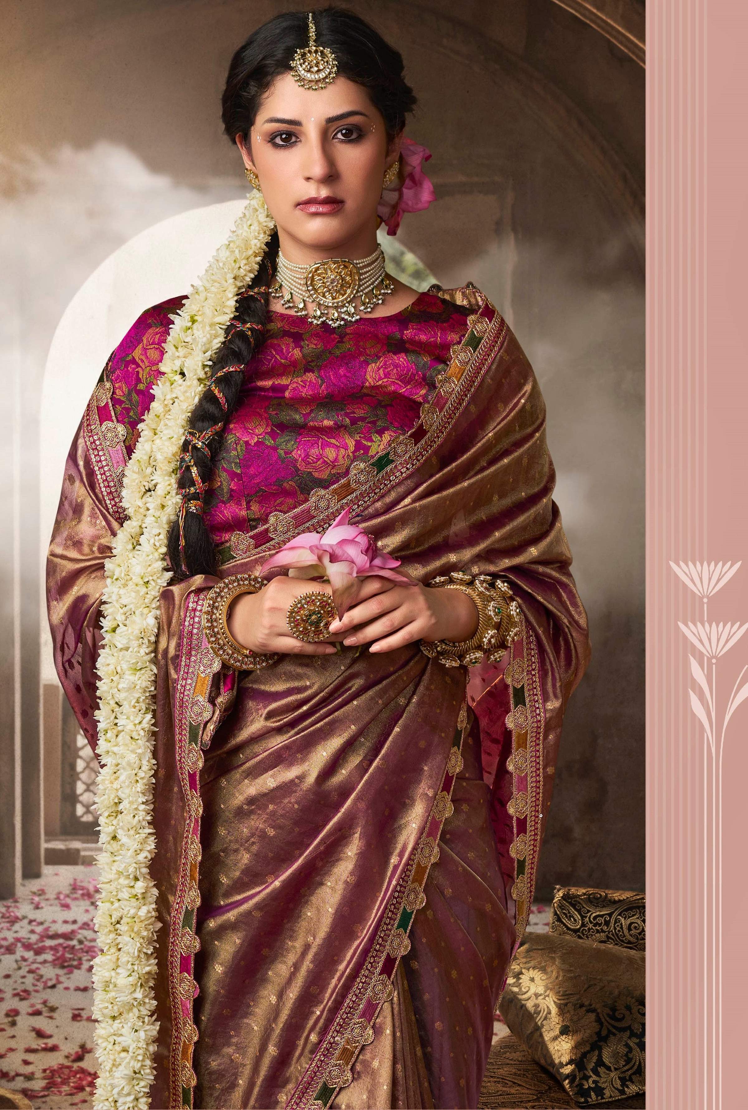 Anaita Designer Purple Weaving Soft Tissue Silk Saree With Designer Blouse - Distacart