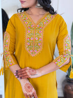 The52 Beautiful Women's Thread work Viscose Fabric Straight Kurta, Pant and Dupatta Set - Distacart