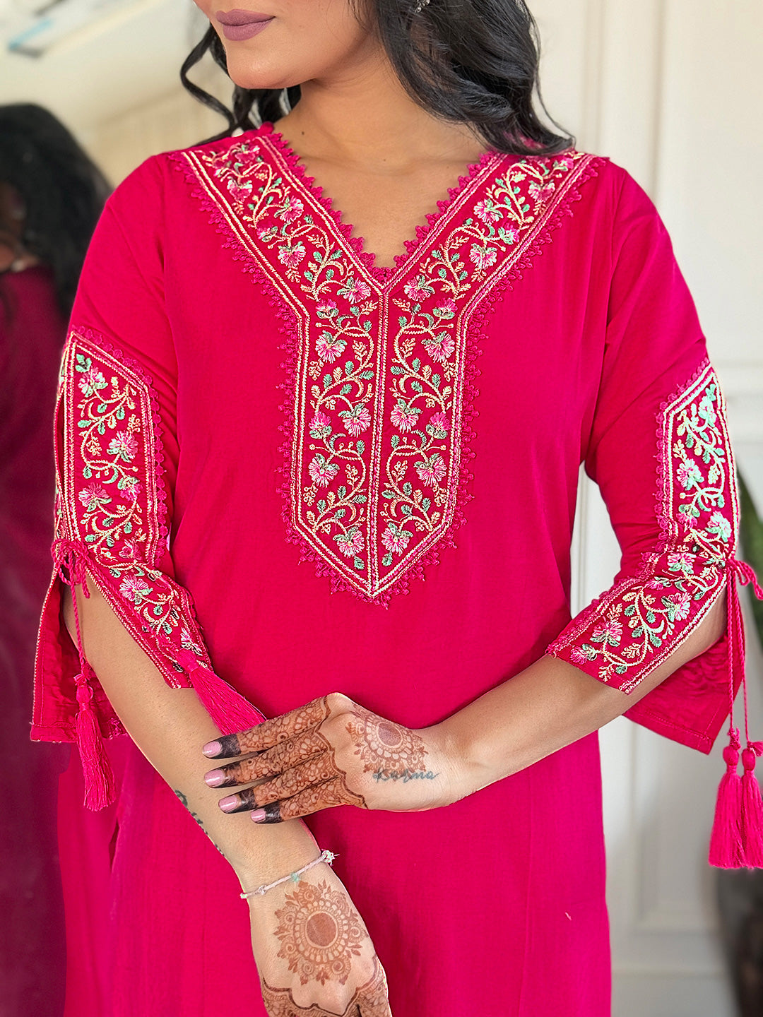 The52 Beautiful Women's Thread work Viscose Fabric Straight Kurta, Pant and Dupatta Set - Distacart