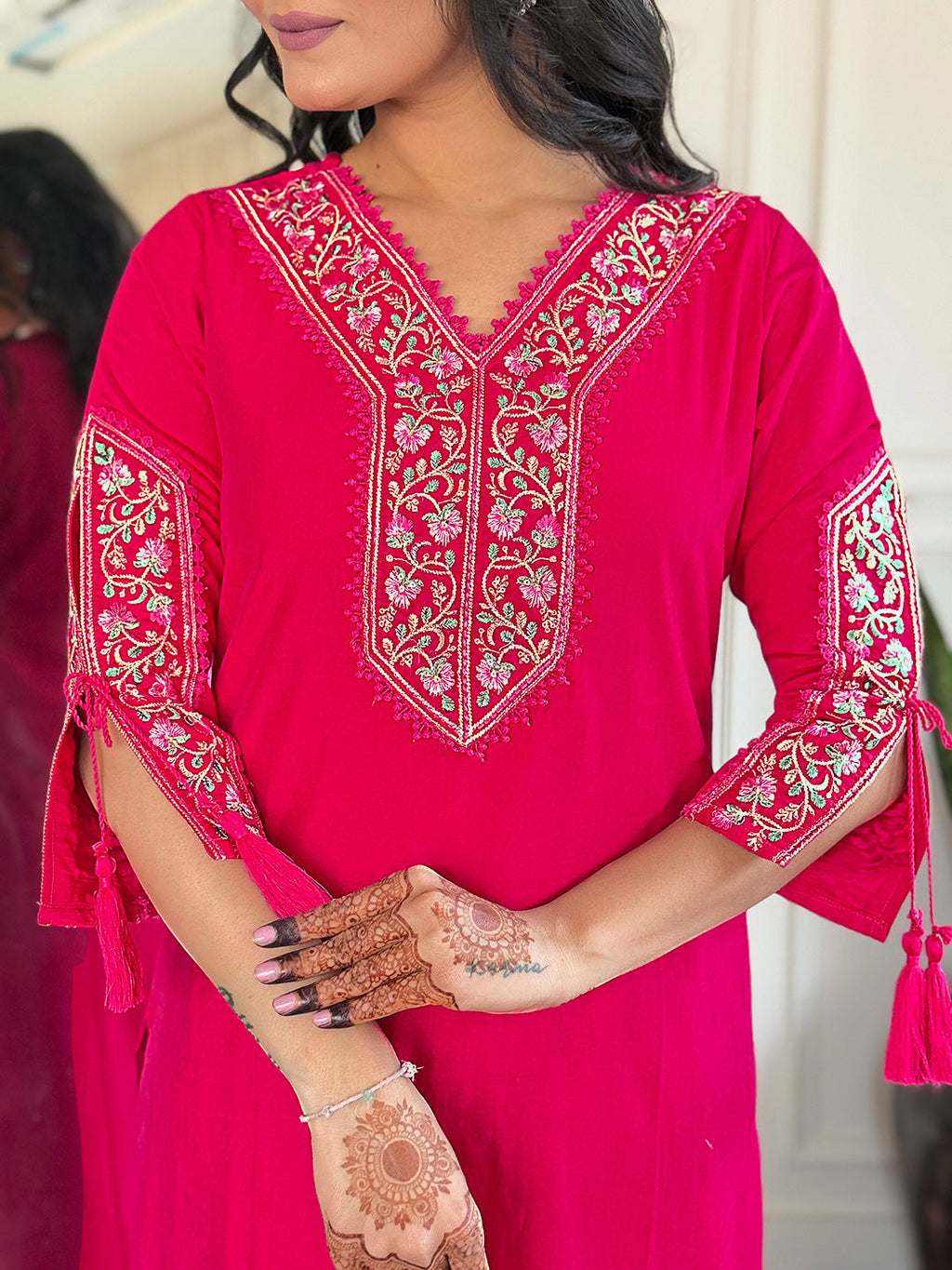 The52 Beautiful Women's Thread work Viscose Fabric Straight Kurta, Pant and Dupatta Set - Distacart