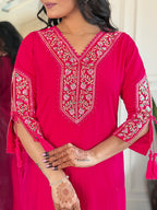 The52 Beautiful Women's Thread work Viscose Fabric Straight Kurta, Pant and Dupatta Set - Distacart