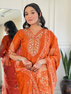 The52 Beautiful Women's Thread work Viscose Fabric Straight Kurta, Pant and Dupatta Set - Distacart