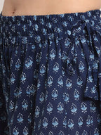 TAG 7 Women Navy Blue Printed Flared Palazzos