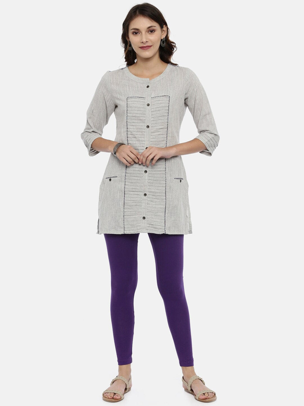 Souchii Violet Solid Ankle-Length Leggings - Distacart