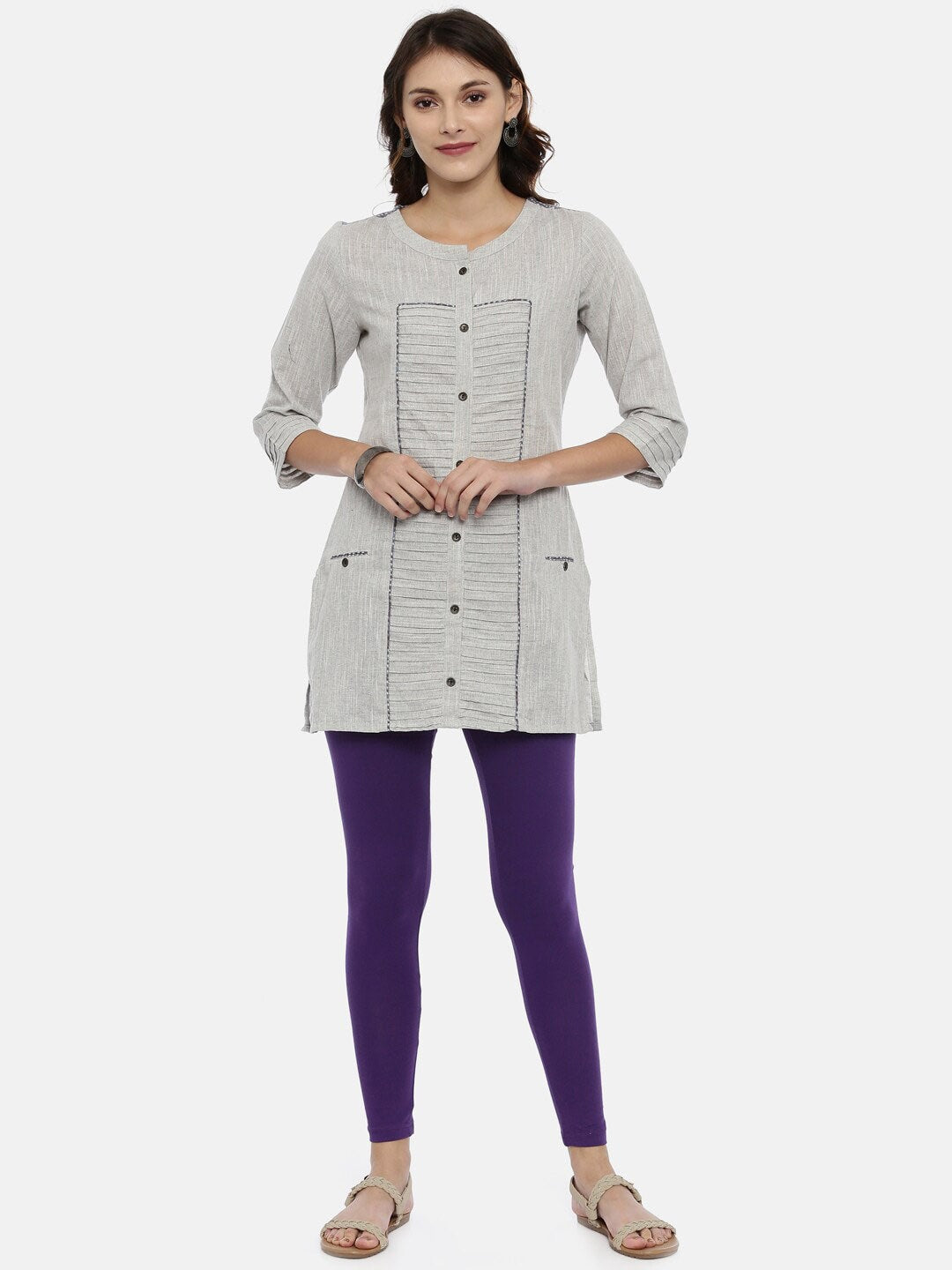 Souchii Violet Solid Ankle-Length Leggings - Distacart