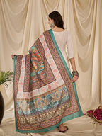InWeave White Long Anarkali Rama Green Dupatta Set - Distacart