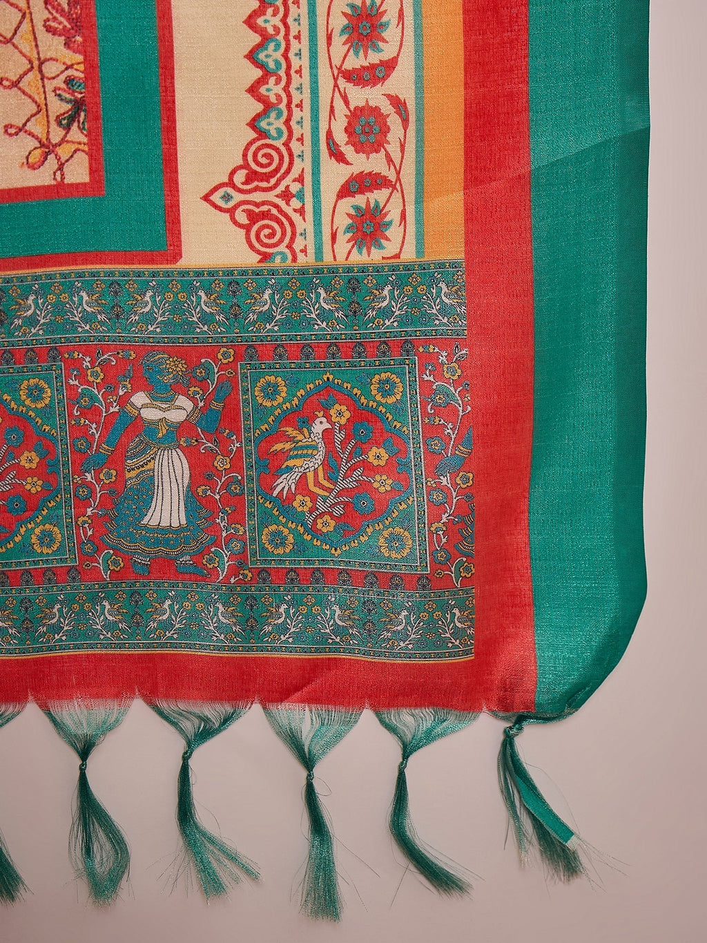 InWeave White Long Anarkali Rama Green Dupatta Set - Distacart