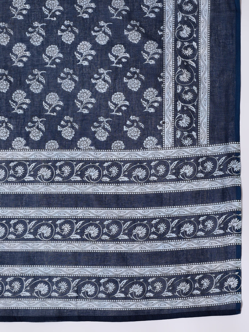 InWeave White Strappy Kurta Palazzo Set With Blue Floral Dupatta