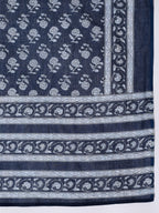 InWeave White Strappy Kurta Palazzo Set With Blue Floral Dupatta