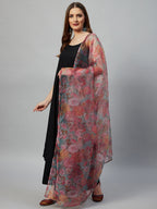 InWeave Black Strappy Set With Green Organza Dupatta